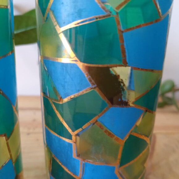 Set (2) Vintage Federal Glass Mosaic Collins Glasses - Picture 4 of 9